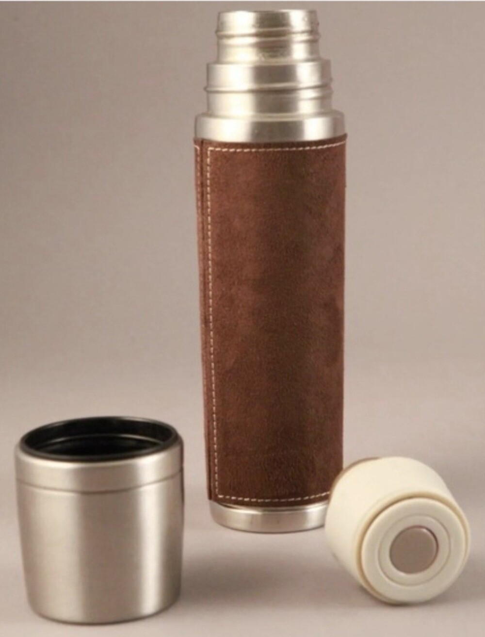 Starbucks 2004 Thermos Limited edition stainless steel with leather wrap.
